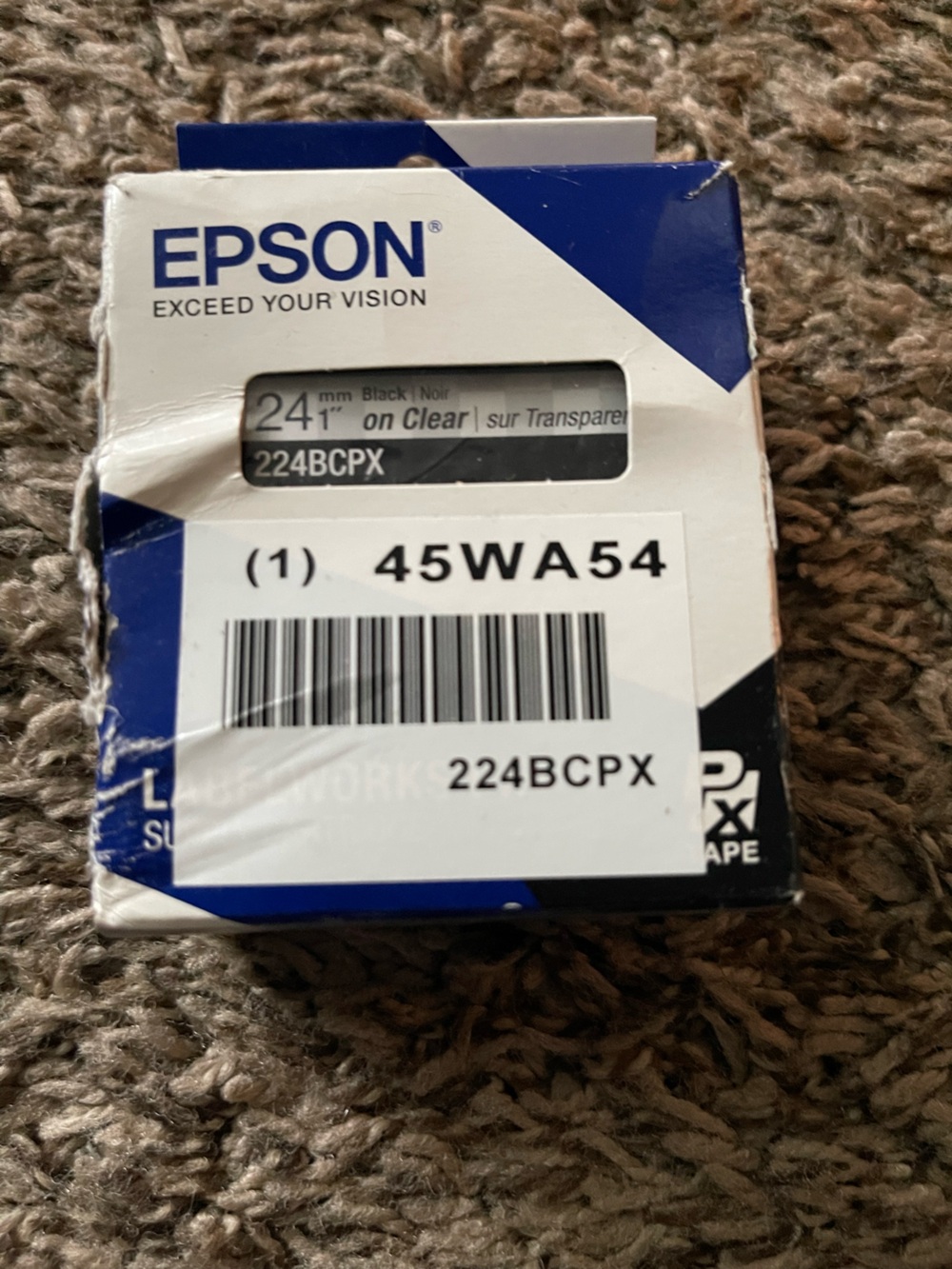 Epson Black on Clear 24mm Thermal Label Tape
